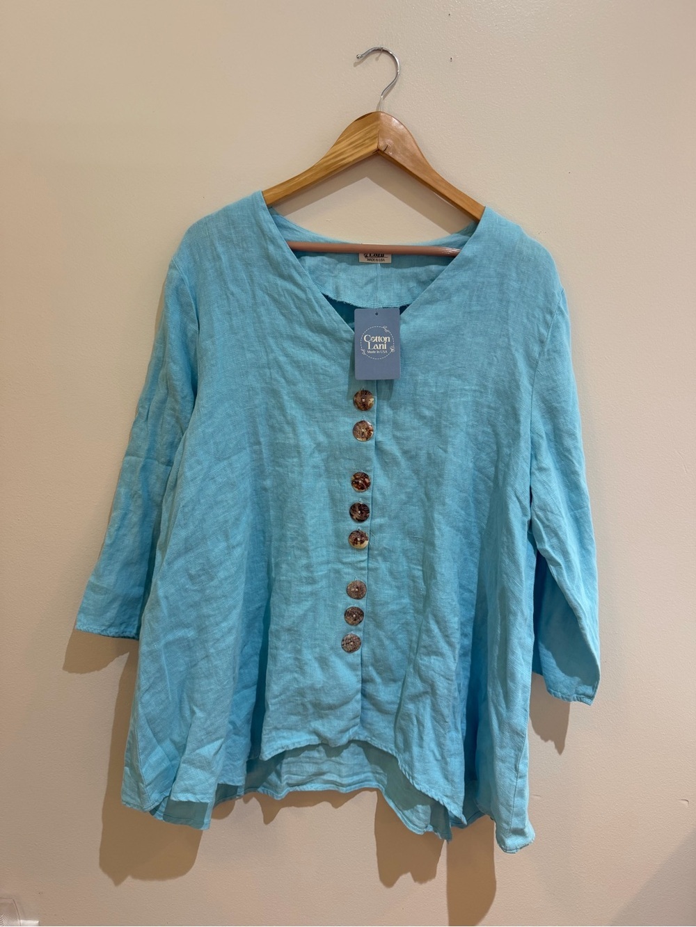 NWT Cotton Lani Blouse tunic Button-Front Cotton Gauze 100%cotton Size 1X